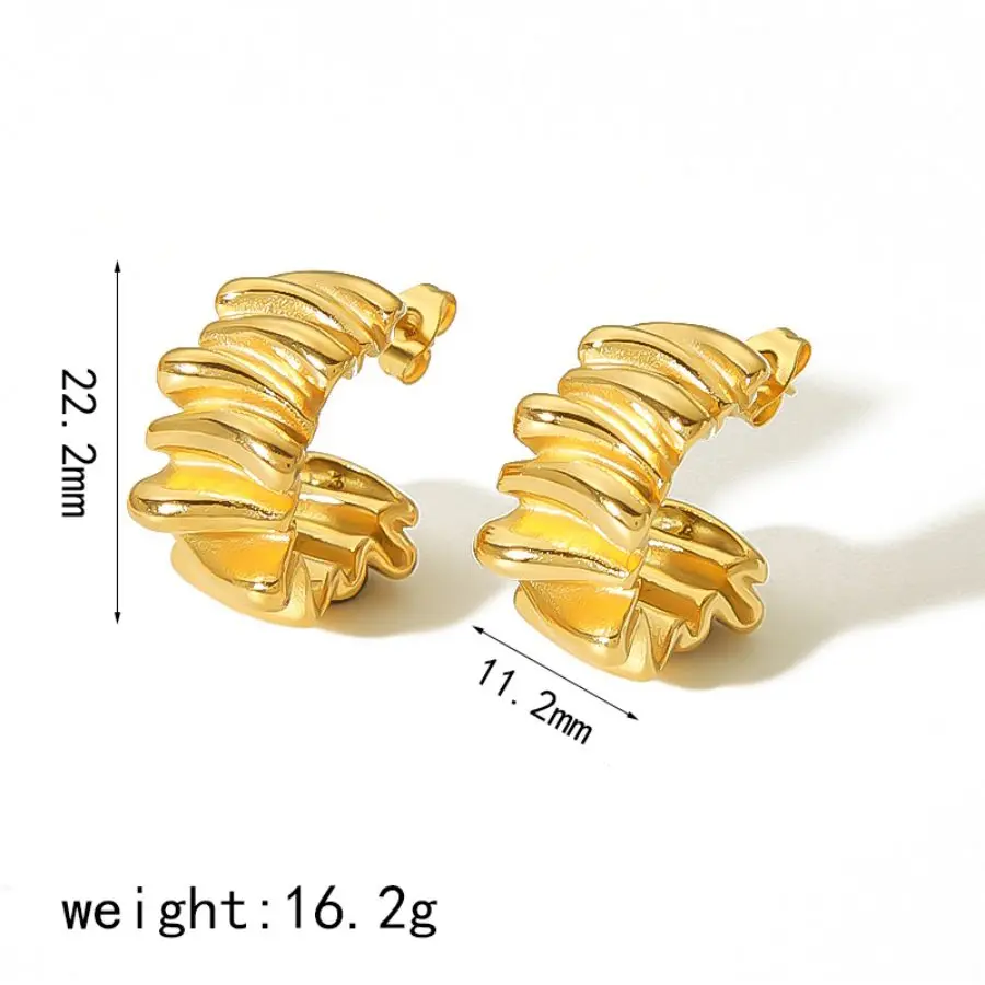 1 Pair Novelty Simple Style Draped C Shape Stainless Steel 18K Gold Plated Women's Stud Earrings h5 Picture2